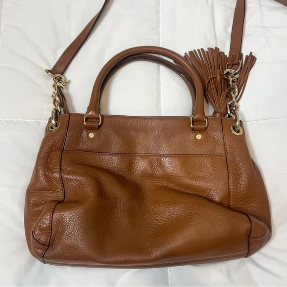 Michael Kors Brown Leather Charm Tassel Medium Satchel - Picture 5 of 13